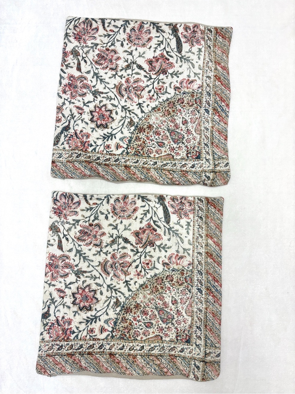 Pottery Barn India Block Print Cotton Decorative Pillowcases 20x20”
